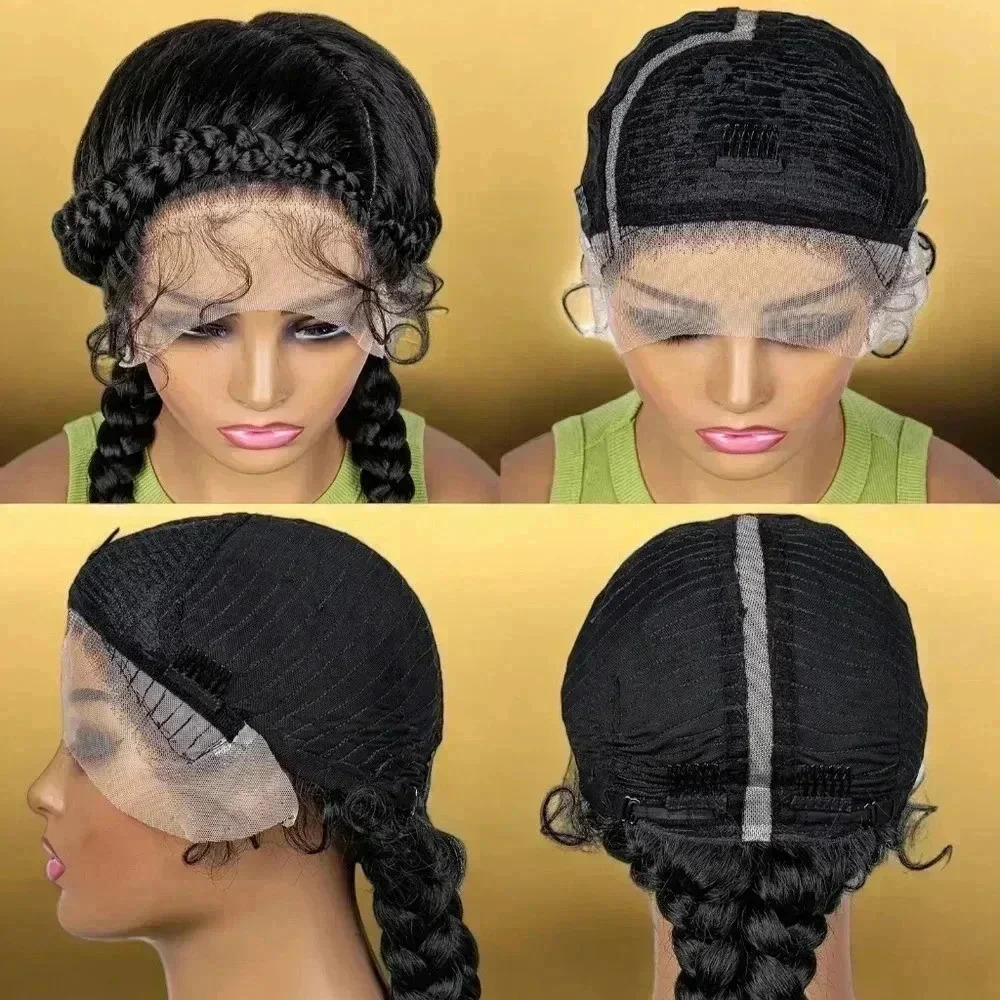 Braided  lace Wig -  elegant 2 feeding cornrows, Natural Baby Hair, NWT - Picture 6 of 9